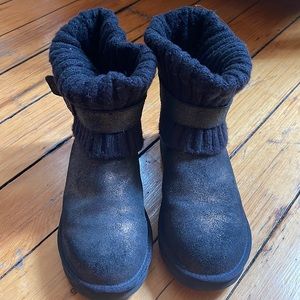 UGG Cambridge Metallic Gold/Black Suede/Knit Boots  Sz 10